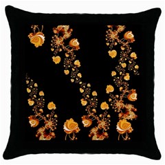 Abstract Gold Yellow Roses On Black Throw Pillow Case (black) by SpinnyChairDesigns