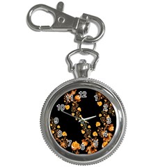 Abstract Gold Yellow Roses On Black Key Chain Watches by SpinnyChairDesigns