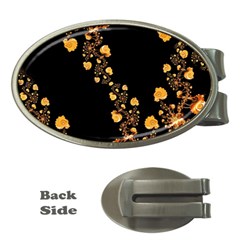 Abstract Gold Yellow Roses On Black Money Clips (oval)  by SpinnyChairDesigns