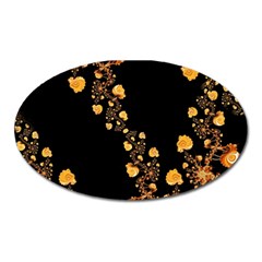 Abstract Gold Yellow Roses On Black Oval Magnet by SpinnyChairDesigns