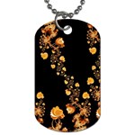 Abstract Gold Yellow Roses on Black Dog Tag (Two Sides) Front