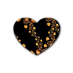 Abstract Gold Yellow Roses On Black Heart Coaster (4 Pack)  by SpinnyChairDesigns