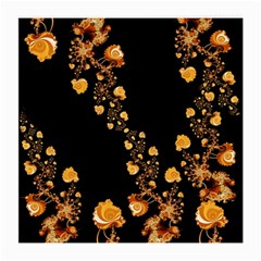 Abstract Gold Yellow Roses On Black Medium Glasses Cloth by SpinnyChairDesigns