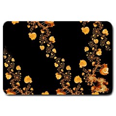 Abstract Gold Yellow Roses On Black Large Doormat  by SpinnyChairDesigns