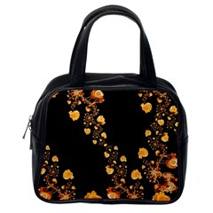 Abstract Gold Yellow Roses On Black Classic Handbag (one Side) by SpinnyChairDesigns