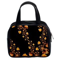 Abstract Gold Yellow Roses On Black Classic Handbag (two Sides) by SpinnyChairDesigns