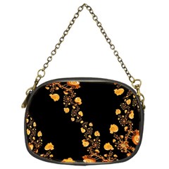 Abstract Gold Yellow Roses On Black Chain Purse (one Side) by SpinnyChairDesigns