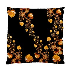 Abstract Gold Yellow Roses On Black Standard Cushion Case (one Side) by SpinnyChairDesigns