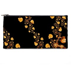 Abstract Gold Yellow Roses On Black Pencil Case by SpinnyChairDesigns