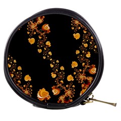 Abstract Gold Yellow Roses On Black Mini Makeup Bag by SpinnyChairDesigns