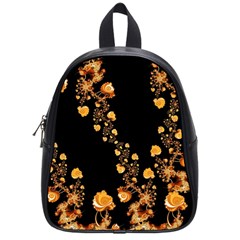 Abstract Gold Yellow Roses On Black School Bag (small) by SpinnyChairDesigns