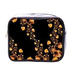 Abstract Gold Yellow Roses On Black Mini Toiletries Bag (one Side) by SpinnyChairDesigns