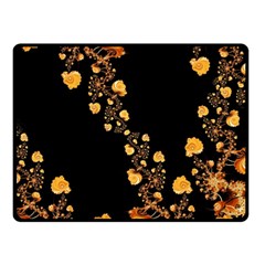 Abstract Gold Yellow Roses On Black Fleece Blanket (small) by SpinnyChairDesigns