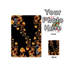 Abstract Gold Yellow Roses On Black Playing Cards 54 Designs (mini) by SpinnyChairDesigns