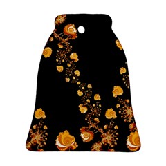 Abstract Gold Yellow Roses On Black Bell Ornament (two Sides) by SpinnyChairDesigns