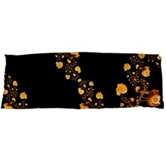 Abstract Gold Yellow Roses On Black Body Pillow Case Dakimakura (two Sides) by SpinnyChairDesigns