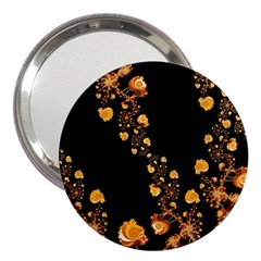 Abstract Gold Yellow Roses On Black 3  Handbag Mirrors by SpinnyChairDesigns