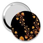 Abstract Gold Yellow Roses on Black 3  Handbag Mirrors Front