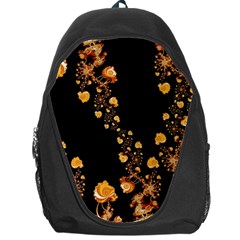 Abstract Gold Yellow Roses On Black Backpack Bag