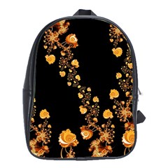 Abstract Gold Yellow Roses On Black School Bag (xl) by SpinnyChairDesigns