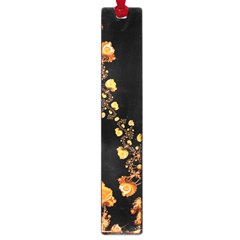 Abstract Gold Yellow Roses On Black Large Book Marks