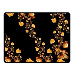 Abstract Gold Yellow Roses On Black Double Sided Fleece Blanket (small)  by SpinnyChairDesigns