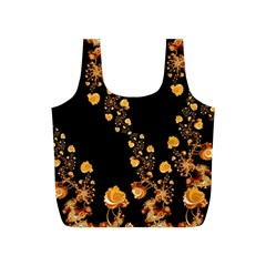 Abstract Gold Yellow Roses On Black Full Print Recycle Bag (s) by SpinnyChairDesigns