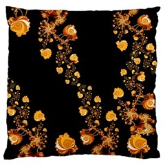 Abstract Gold Yellow Roses On Black Standard Flano Cushion Case (two Sides) by SpinnyChairDesigns