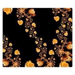 Abstract Gold Yellow Roses On Black Double Sided Flano Blanket (small)  by SpinnyChairDesigns