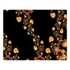 Abstract Gold Yellow Roses On Black Double Sided Flano Blanket (large)  by SpinnyChairDesigns