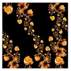 Abstract Gold Yellow Roses On Black Large Satin Scarf (square) by SpinnyChairDesigns