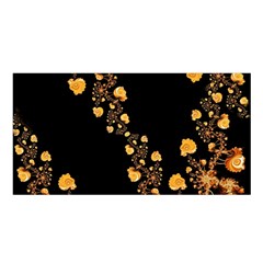 Abstract Gold Yellow Roses On Black Satin Shawl by SpinnyChairDesigns