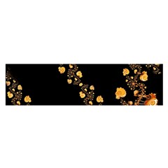 Abstract Gold Yellow Roses On Black Satin Scarf (oblong) by SpinnyChairDesigns