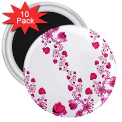 Abstract Pink Roses On White 3  Magnets (10 Pack)  by SpinnyChairDesigns