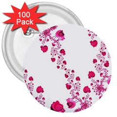 Abstract Pink Roses On White 3  Buttons (100 Pack)  by SpinnyChairDesigns