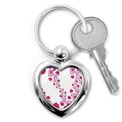 Abstract Pink Roses On White Key Chain (heart) by SpinnyChairDesigns