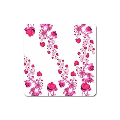 Abstract Pink Roses On White Square Magnet by SpinnyChairDesigns