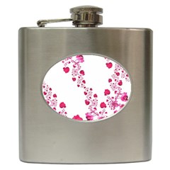 Abstract Pink Roses On White Hip Flask (6 Oz) by SpinnyChairDesigns