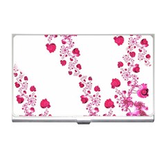 Abstract Pink Roses On White Business Card Holder by SpinnyChairDesigns