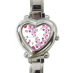 Abstract Pink Roses On White Heart Italian Charm Watch by SpinnyChairDesigns