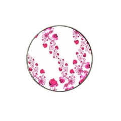 Abstract Pink Roses On White Hat Clip Ball Marker by SpinnyChairDesigns