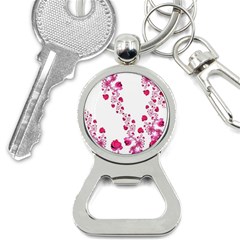 Abstract Pink Roses On White Bottle Opener Key Chain by SpinnyChairDesigns