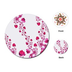 Abstract Pink Roses On White Playing Cards Single Design (round) by SpinnyChairDesigns