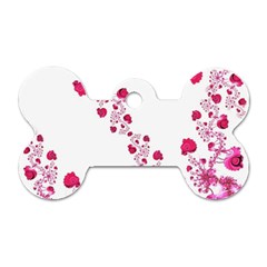 Abstract Pink Roses On White Dog Tag Bone (one Side) by SpinnyChairDesigns