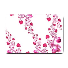 Abstract Pink Roses On White Small Doormat  by SpinnyChairDesigns