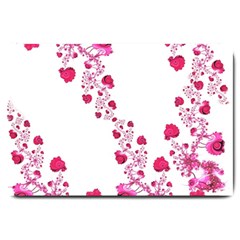 Abstract Pink Roses On White Large Doormat  by SpinnyChairDesigns