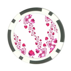 Abstract Pink Roses On White Poker Chip Card Guard by SpinnyChairDesigns