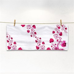 Abstract Pink Roses On White Hand Towel by SpinnyChairDesigns