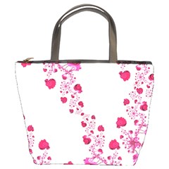 Abstract Pink Roses On White Bucket Bag by SpinnyChairDesigns