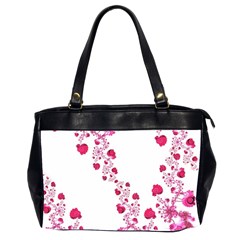 Abstract Pink Roses On White Oversize Office Handbag (2 Sides) by SpinnyChairDesigns